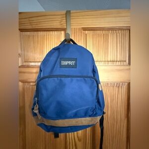 Ultra Rare 90’s Esprit Navy Blue Canvas & Leather Backpack – Like New
